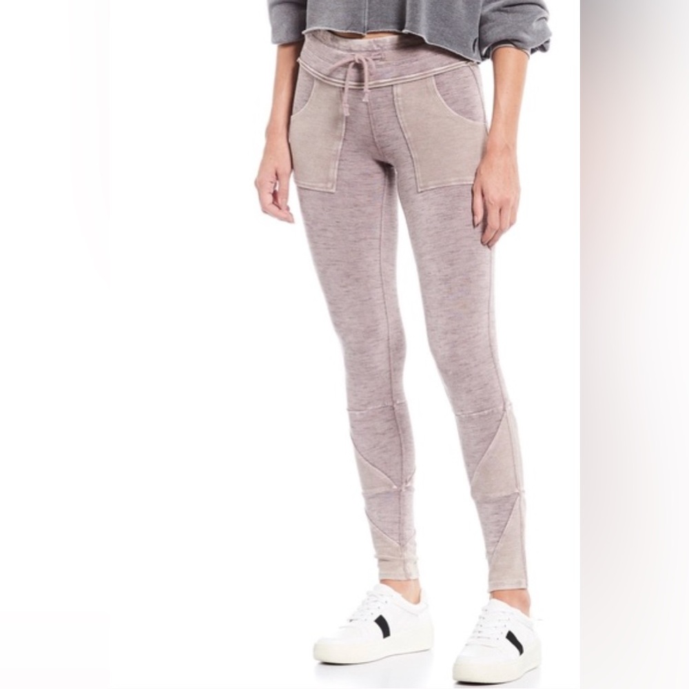 Free People Movement Kyoto Leggings Pant High Rise Patchwork Mushroom Small - Picture 2 of 8